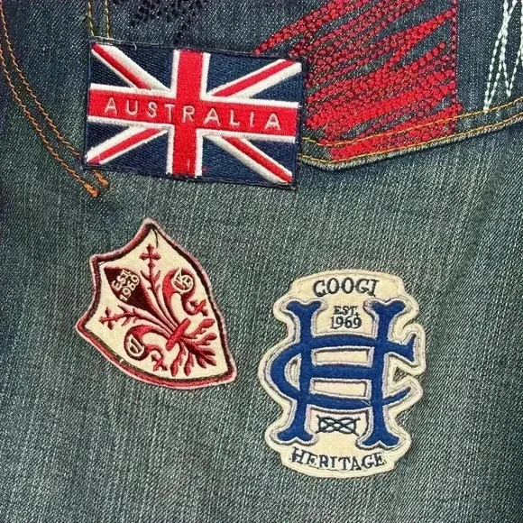Men's Coogi Heritage Embroidered Patch Cotton‎ Denim Jean Y2K Shorts Size 40 - Picture 4 of 6